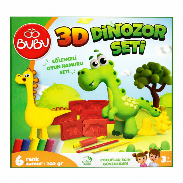 BUBU OYUN HAMURU SETİ 3D DİNOZOR (L) BUBU OYUN HAMURU SETİ 3D DİNOZOR (L)
