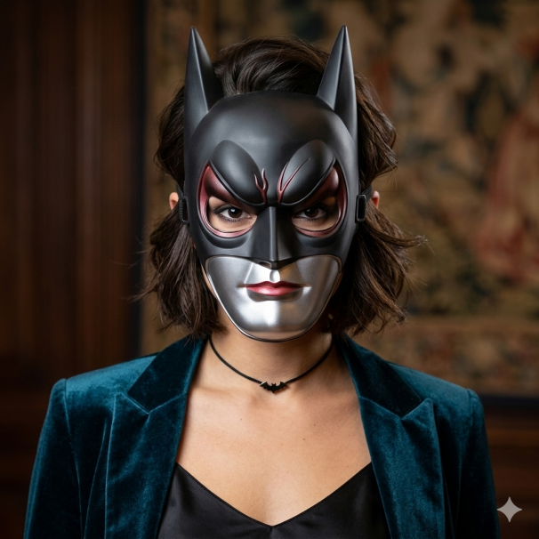 BATGIRL MASKE GUMUŞ-SIYAH