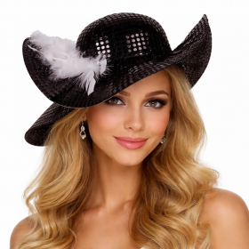 BAYAN ŞAPKA SİYAH PULLU BAYAN ŞAPKA SİYAH PULLU