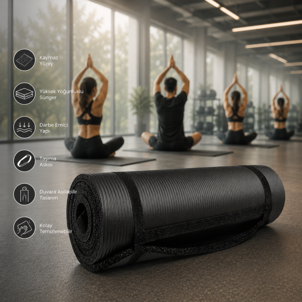 Avessa 1 Cm Nbr Yoga Minderi Siyah
