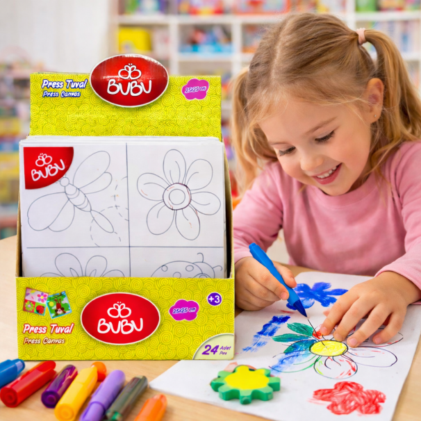 Bu-bu Pres Boyasız Tuval Seti 25x25 Cm 