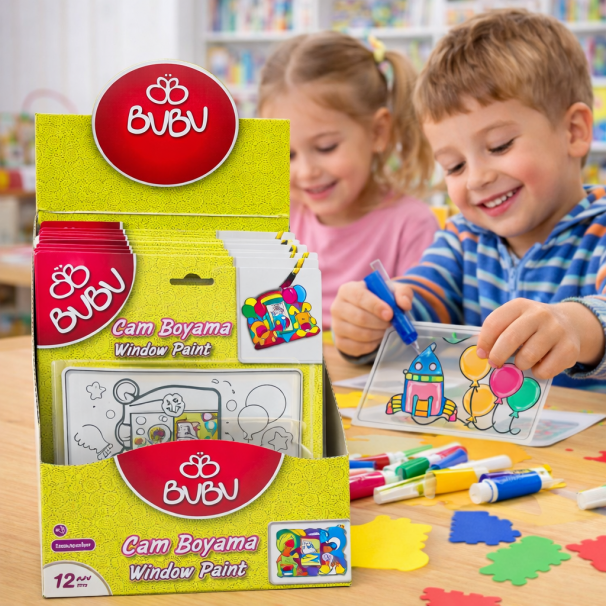 Bubu Cam Boyama Seti Çerçeve Şekilli