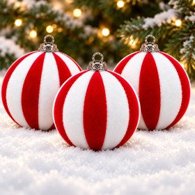 NOEL TOP 3 LÜ 8 CM KIRMIZI BEYAZ NOEL TOP 3 LÜ 8 CM KIRMIZI BEYAZ