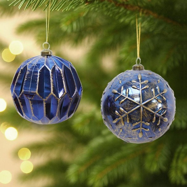 RETRO ALTIN İŞLEMELİ LACİVERT NOEL TOPU 10 CM 2 Lİ RETRO ALTIN İŞLEMELİ LACİVERT NOEL TOPU 10 CM 2 Lİ