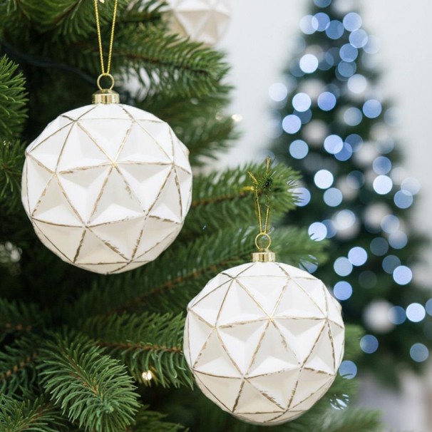 RETRO ALTIN ESKİTME YILBAŞI TOPU BEYAZ 10 CM 2 Lİ RETRO ALTIN ESKİTME YILBAŞI TOPU BEYAZ 10 CM 2 Lİ