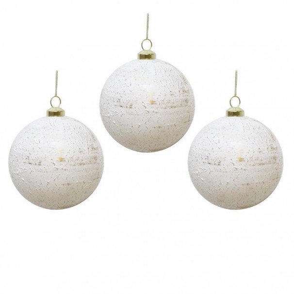 RETRO ALTIN ESKİTME YILBAŞI TOPU BEYAZ 8 CM 3 LÜ RETRO ALTIN ESKİTME YILBAŞI TOPU BEYAZ 8 CM 3 LÜ