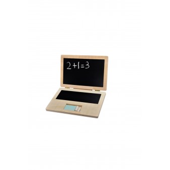 Montessori Ahşap Kara Tahtalı Laptop Oyuncak