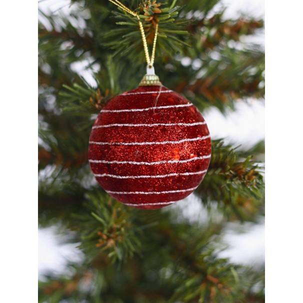 Noel Top 6 Cm 6 Li Strafor Kirmizi Beyaz Çizgili Noel Top 6 Cm 6 Li Strafor Kirmizi Beyaz Çizgili