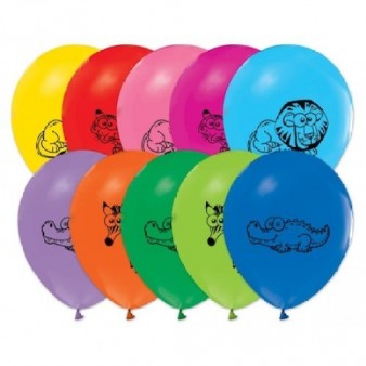 Hayvan Baskılı çok Renkli Balon 100 Adet