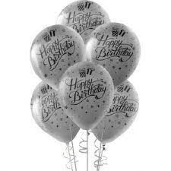 Balon Happy Birthday Seffaf Ve Siyah 10 Lu