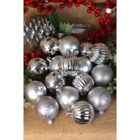 Noel Top 6 Cm 16 Li Gümüş Noel Top 6 Cm 16 Li Gümüş