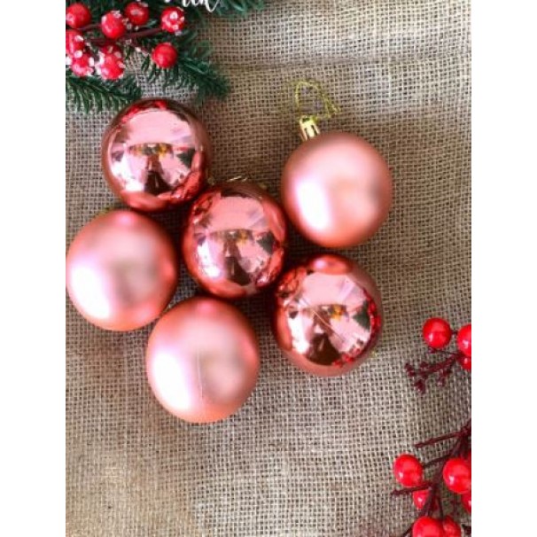 Yılbaşı Ağaç Süsü Rose Top 6lı Mat Ve Parlak 6 Cm Yılbaşı Ağaç Süsü Rose Top 6lı Mat Ve Parlak 6 Cm