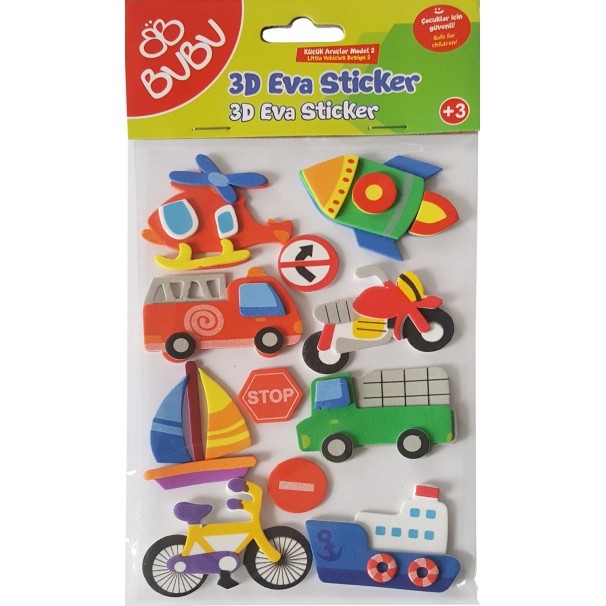 Bu-bu Eva Sticker3d Küçük Araçlar 24 Lü